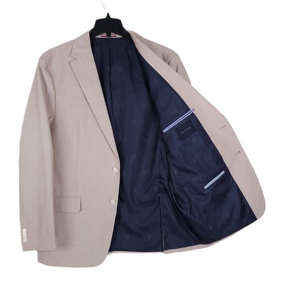 Tommy Hilfiger Men's Modern-Fit Stretch Chambray 2-Piece Suit Tan 46L 40x32 NWT - Picture 3 of 13